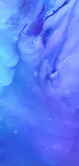 Vibrant blue and purple cosmic mobile wallpaper with a nebula design.