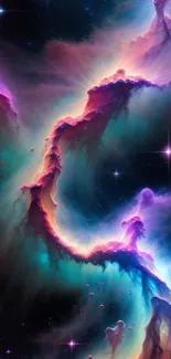 Colorful cosmic nebula art with vibrant hues of purple, pink, and blue.