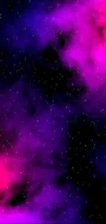 Purple and pink cosmic nebula with stars.