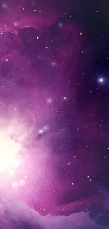 Purple cosmic nebula with stars wallpaper.