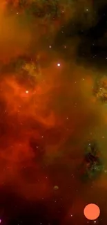 Vibrant orange and red cosmic nebula wallpaper.