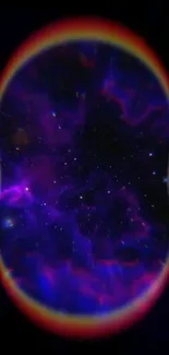 Purple cosmic galaxy wallpaper with vibrant colors.