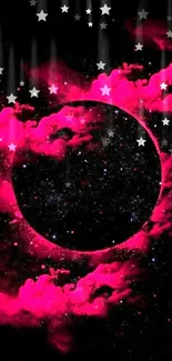 Pink cosmic clouds with starry sky wallpaper