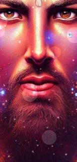 Vibrant cosmic portrait wallpaper with artistic and ethereal colors.