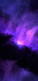 Vibrant cosmic purple nebula with stars.