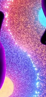 Cosmic silhouette with vibrant neon colors and particle effects for mobile wallpaper.