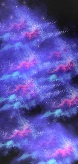 Vibrant cosmic smoke wallpaper with purple and pink hues.