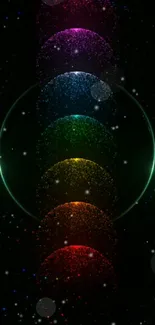 Vibrant cosmic spheres on a dark starry background wallpaper.