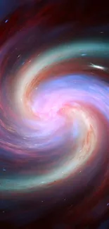 Vibrant cosmic spiral wallpaper with swirling galaxy colors.