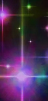 Vibrant cosmic mobile wallpaper with stars and glowing lights.