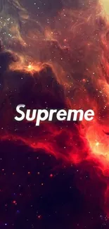 Vibrant cosmic wallpaper with Supreme text.