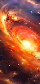 Vibrant cosmic swirl mobile phone wallpaper.