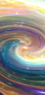 Colorful cosmic swirl wallpaper with a vibrant galaxy design.