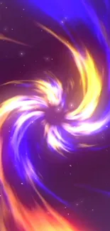 Vibrant cosmic swirl wallpaper with purple and blue hues.