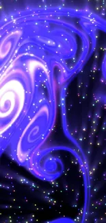 Vibrant cosmic swirl wallpaper with stars and spirals.