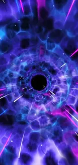 Vibrant purple and magenta cosmic vortex wallpaper with energy swirls.