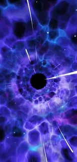 Dynamic purple cosmic vortex wallpaper on mobile screen.