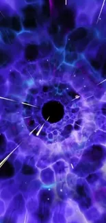 Dynamic cosmic vortex wallpaper with swirling purple and blue hues.