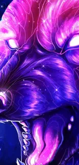 Stunning cosmic wolf wallpaper in vibrant purples and blues.