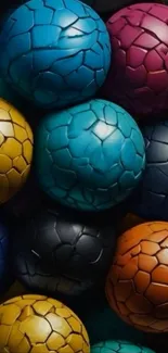 Cracked colorful spheres in a vibrant pattern.