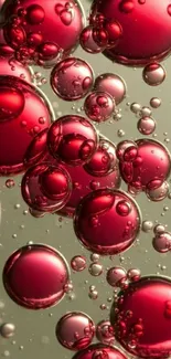 Crimson red bubbles in abstract artistic mobile wallpaper.