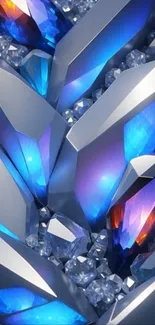 Vibrant abstract crystal art with blue highlights.
