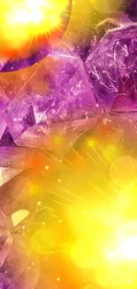 Vibrant yellow and purple crystal mobile wallpaper.