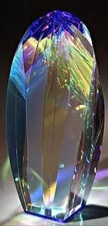 Vibrant crystal art with colorful light refractions.