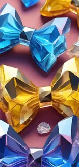 Colorful crystal bowties on vibrant background