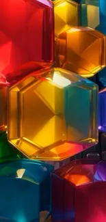 Vibrant geometric crystals with colorful spectrum design.
