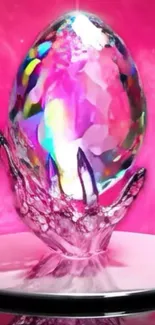 Vibrant crystal egg art on pink background.