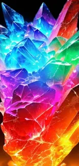 Colorful crystal wallpaper with vibrant rainbow shades.