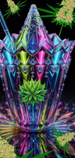 Vibrant crystal cup fantasy art wallpaper with rainbow hues.