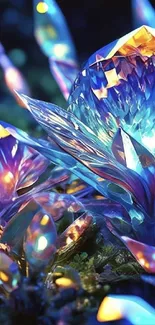 Vibrant crystal fantasy art with colorful glowing elements.