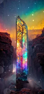 Vibrant crystal fantasy wallpaper with a colorful, mystical design.