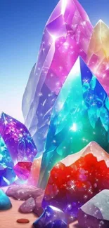 Vibrant crystal wallpaper with colorful, sparkling gems.