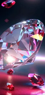 Vibrant crystal gem reflecting colorful lights.