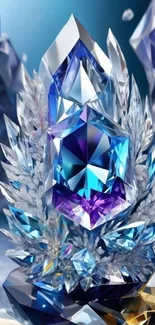 Vibrant abstract gemstone crystal artwork.