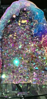 Colorful and shiny geode crystal wallpaper.