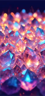 Fantasy wallpaper with glowing crystals in vivid colors.