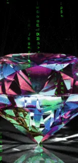 Multicolored crystal with a digital matrix backdrop.