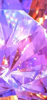 Vibrant crystal reflections in purple and orange hues.
