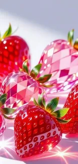 Vibrant crystal strawberries shining with elegant design and glossy texture.