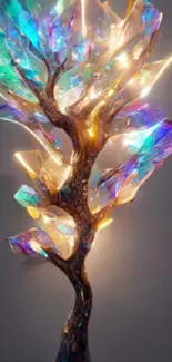 Colorful crystal tree wallpaper for mobile.