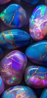 Vibrant crystal stones glowing with color.