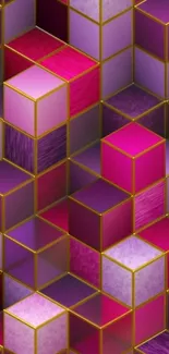 Magenta and purple cubes with gold outlines.