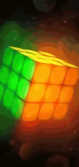 3D glowing cube wallpaper with neon colors