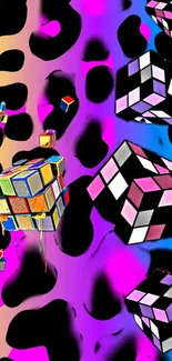 Vibrant digital art wallpaper with colorful cubes and abstract patterns.