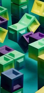 Colorful 3D cubes geometric wallpaper.