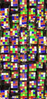 Vibrant multicolored cubes stacked in a pattern.